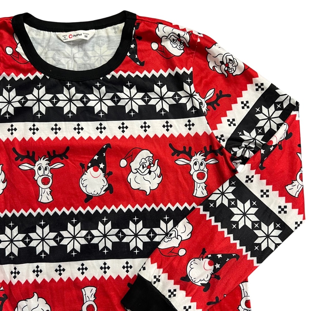 PatPat Women's Christmas Pajama‎ Top Long Sleeve Santa Reindeer Holiday